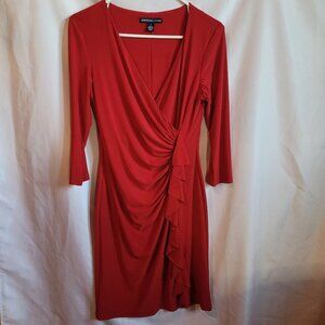 American Living Women's  Valentines Red Side Ruffle Faux Wrap Dress Size 10